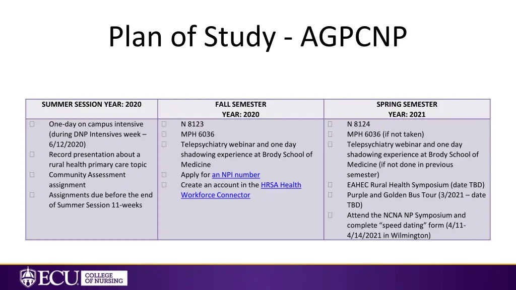 plan of study agpcnp