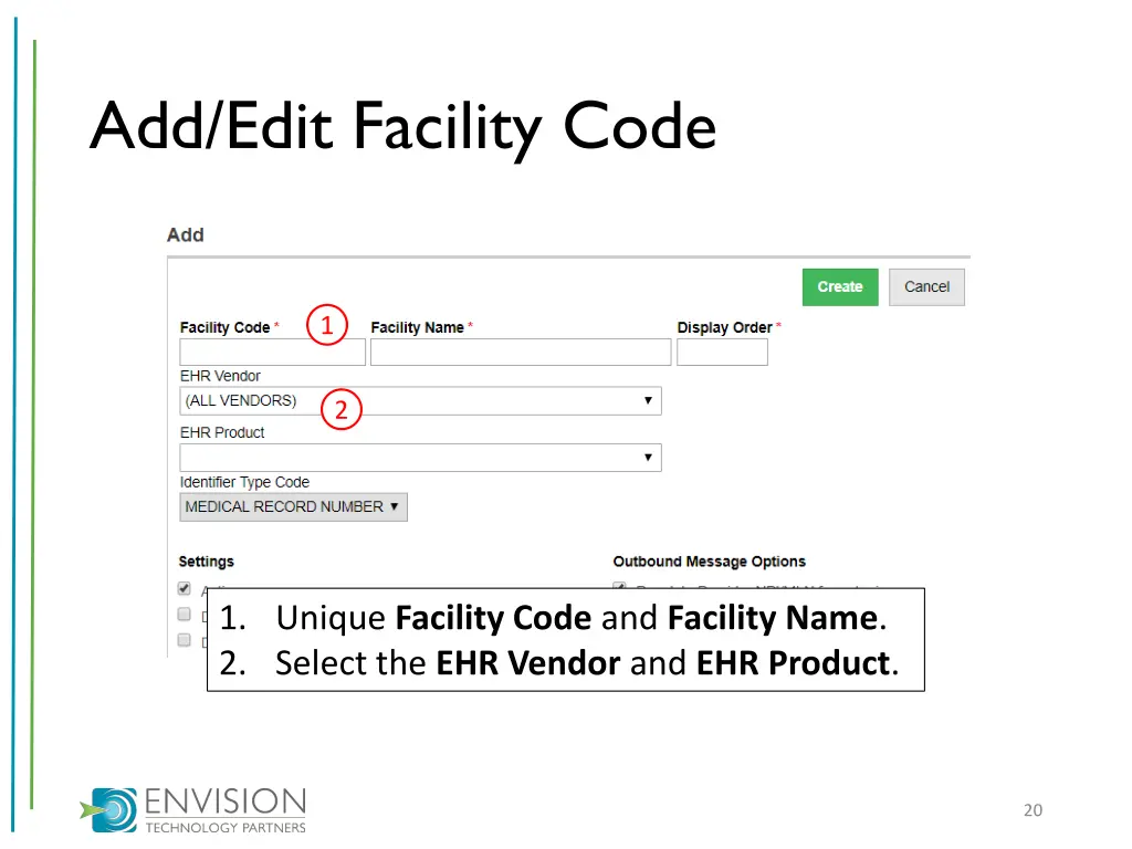 add edit facility code