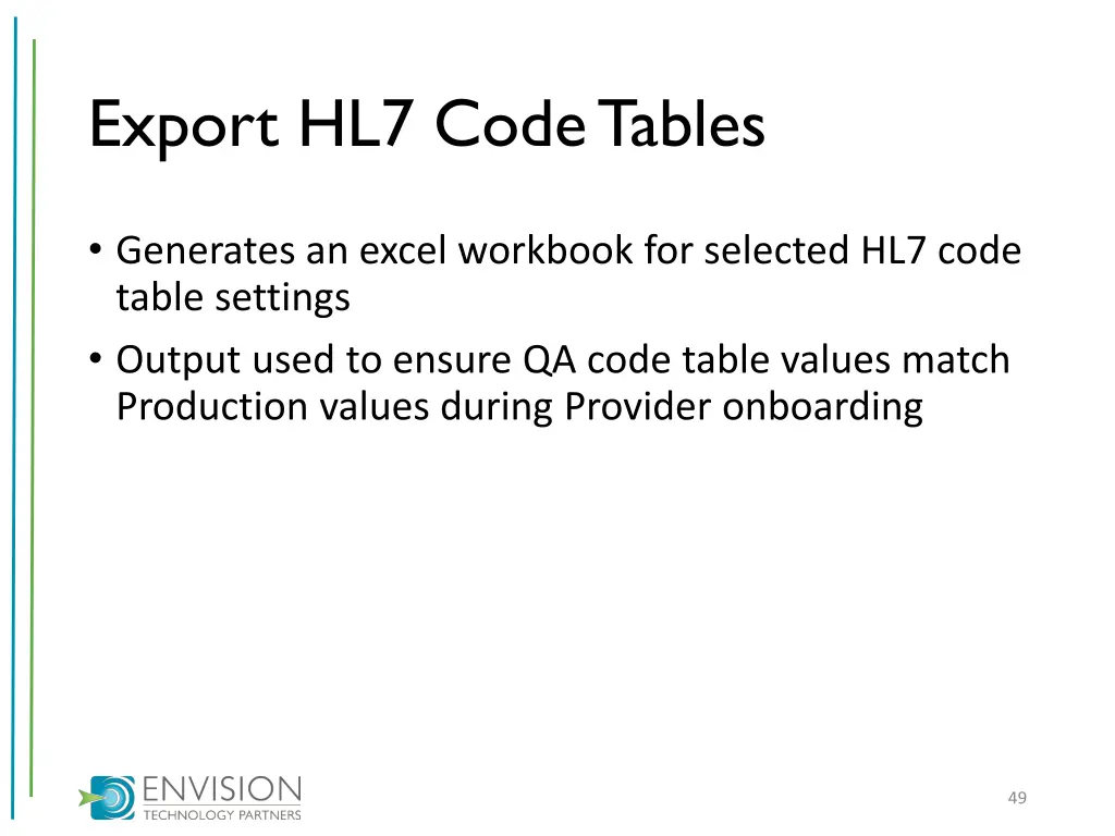 export hl7 code tables