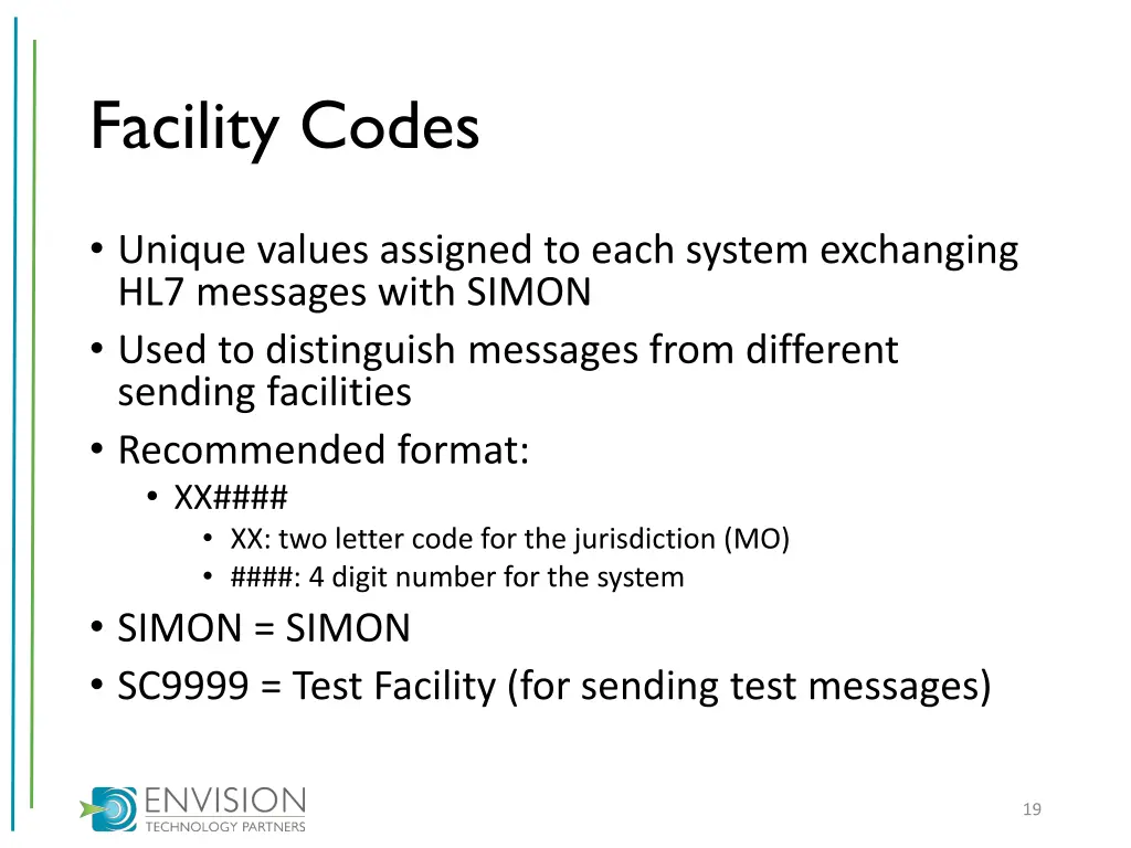 facility codes