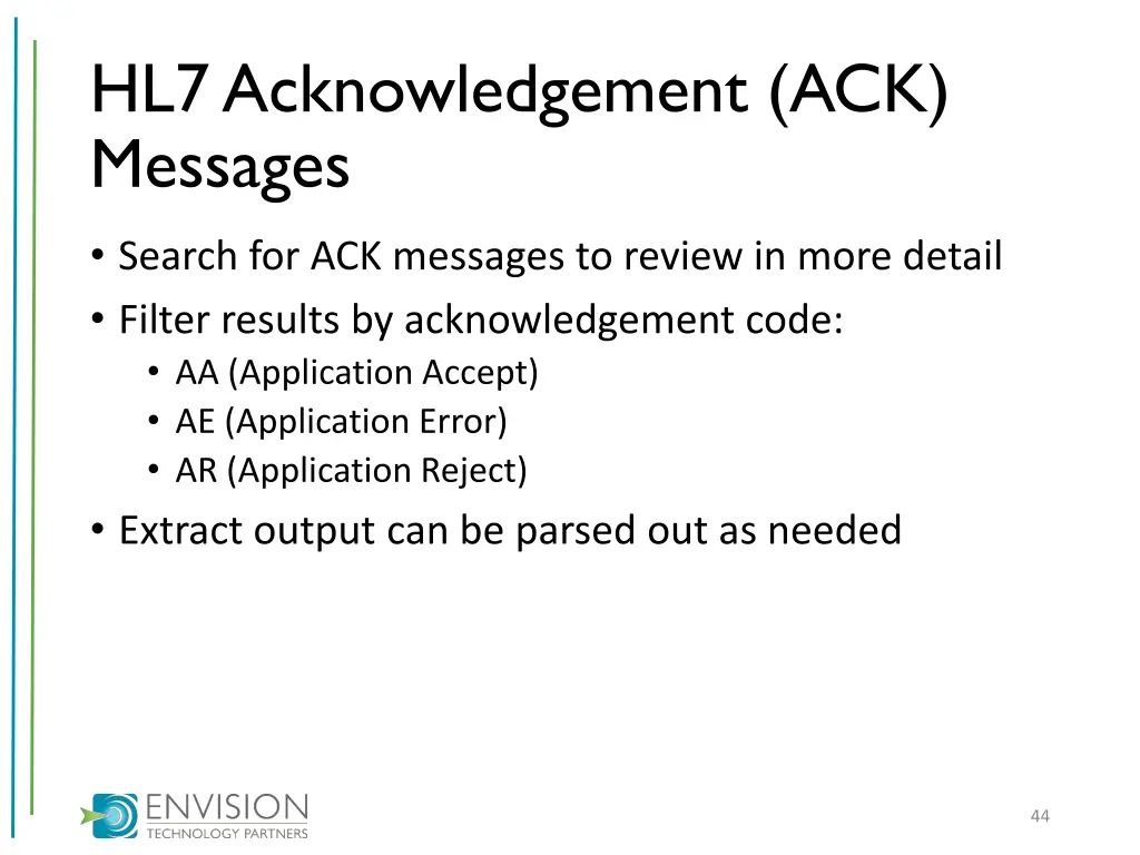 hl7 acknowledgement ack messages