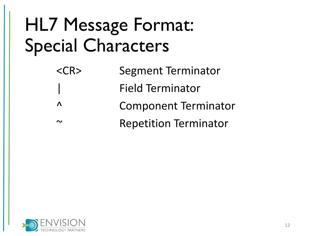 hl7 message format special characters