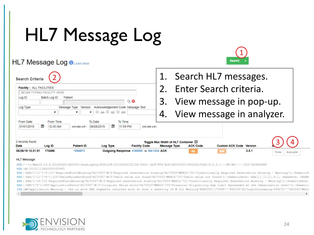 hl7 message log