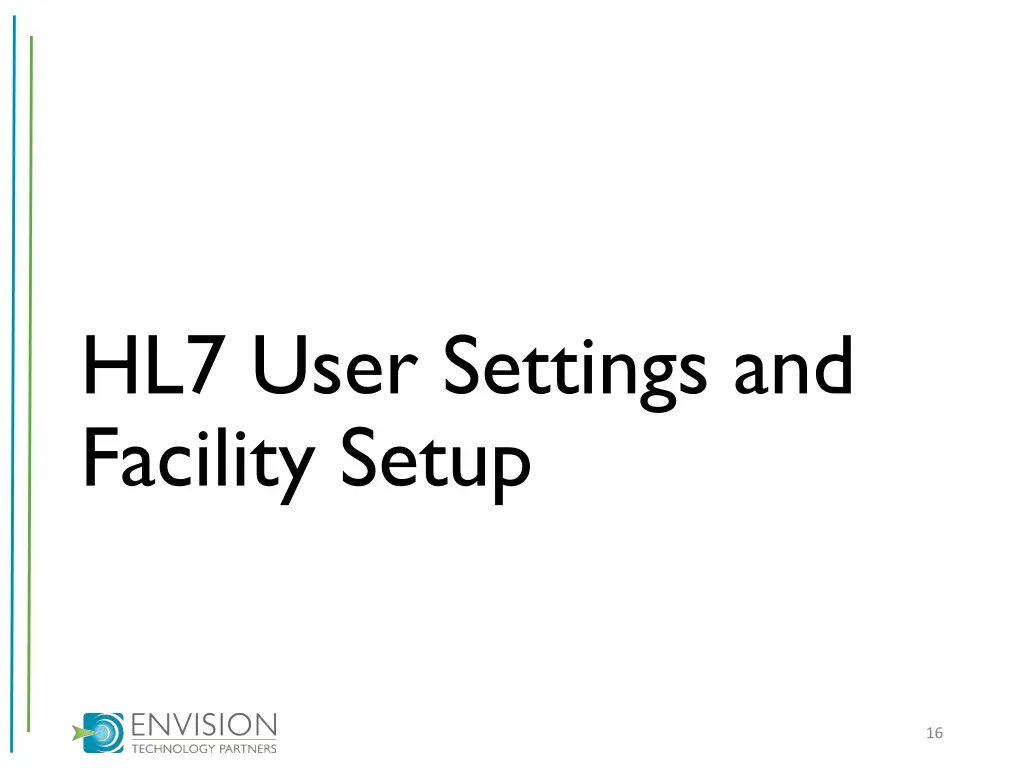 hl7 user settings and facility setup