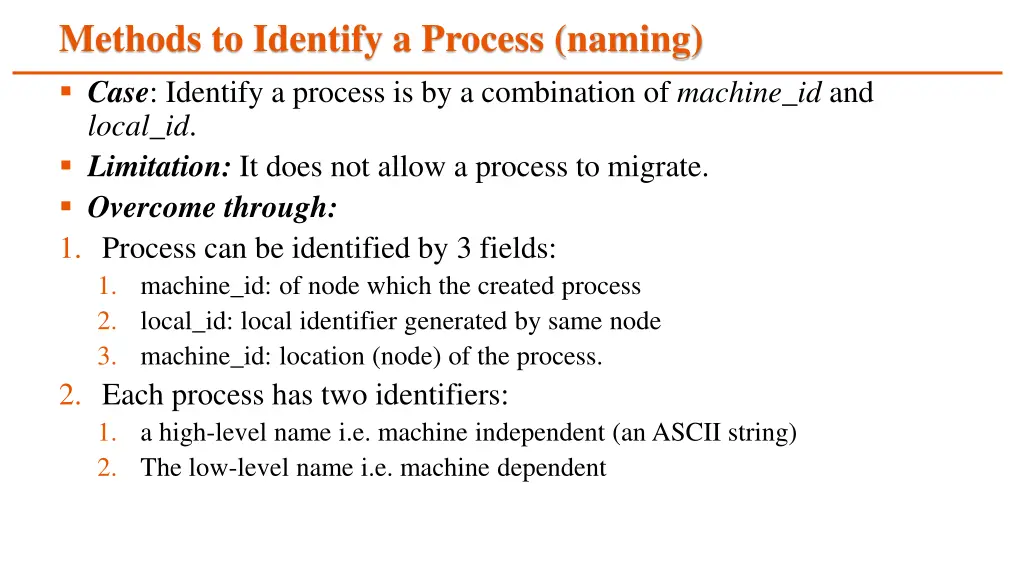 methods to identify a process naming case