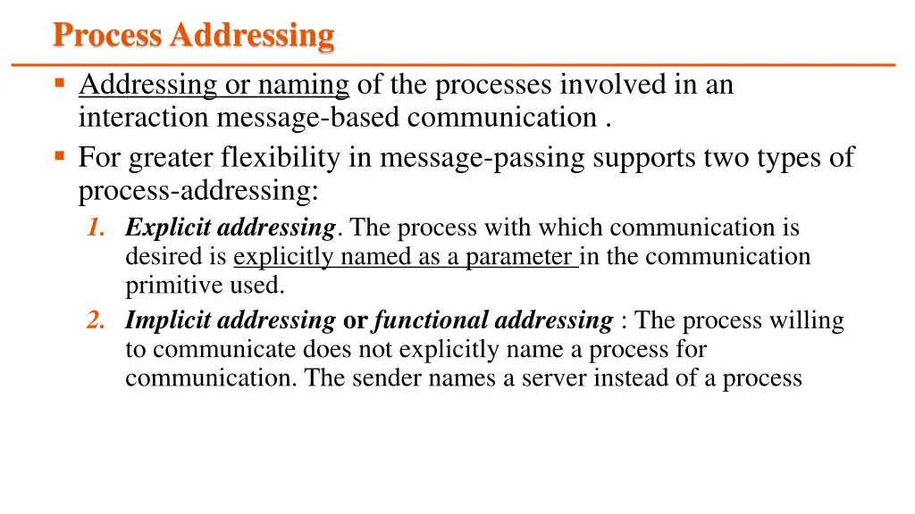 process addressing addressing or naming