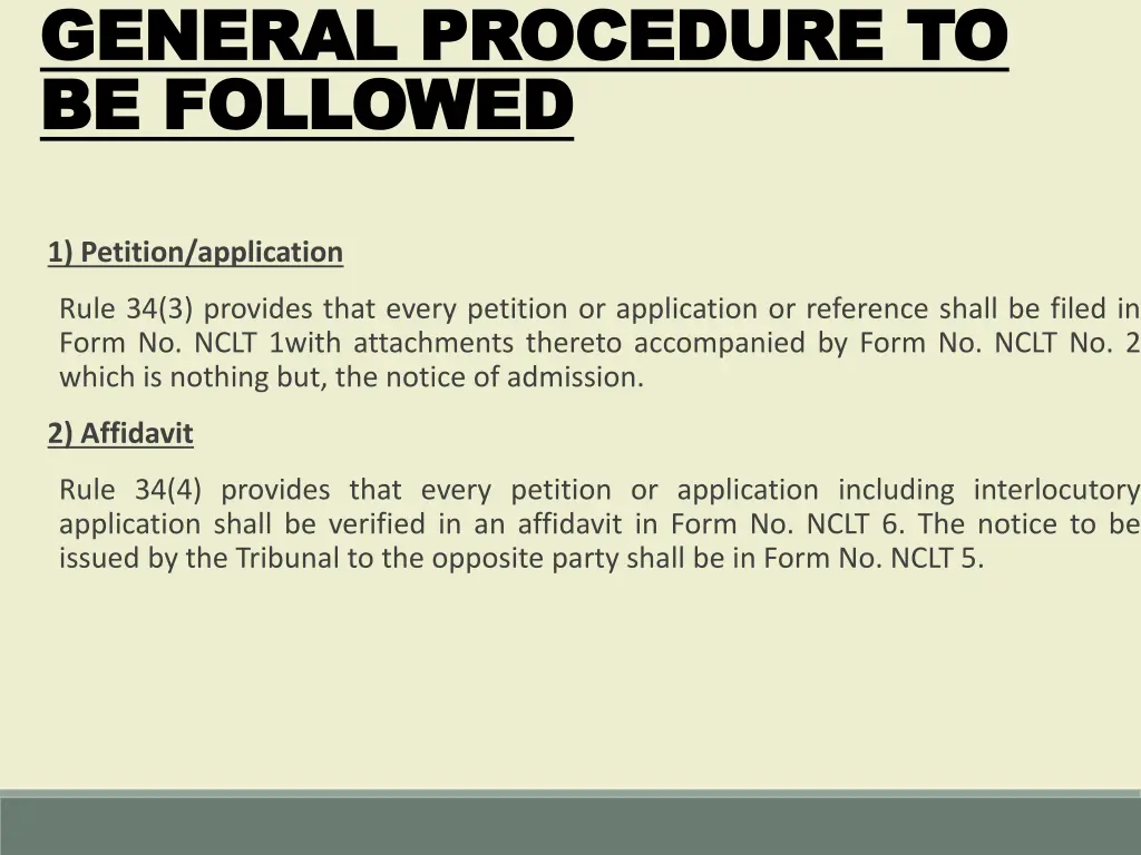 general procedure to general procedure