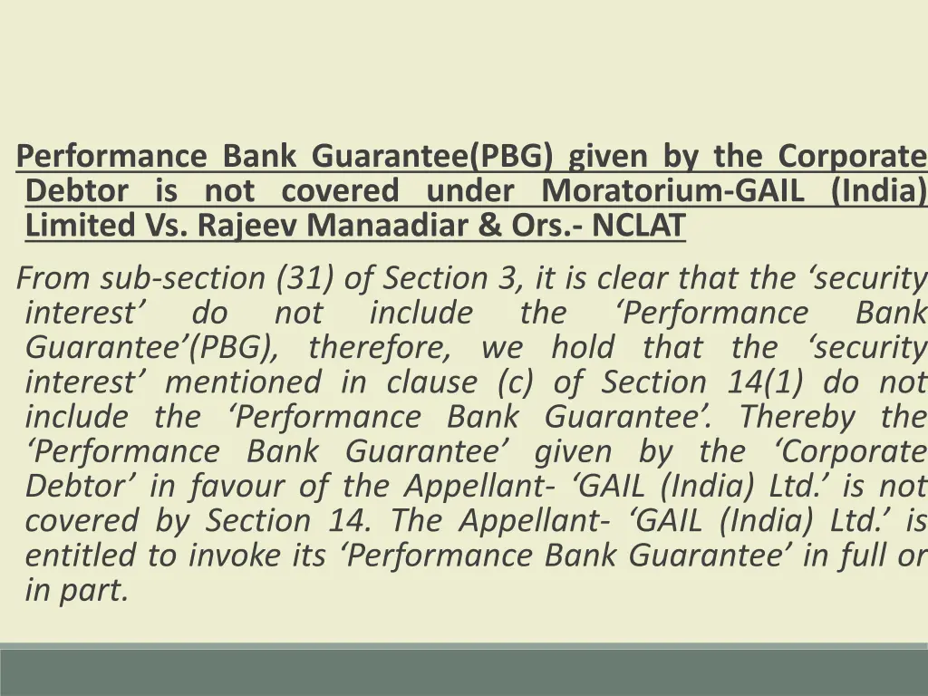 performance bank guarantee pbg given