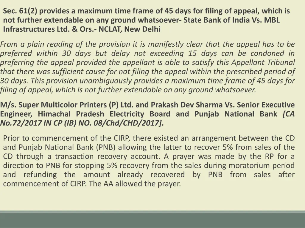 sec 61 2 provides a maximum time frame of 45 days