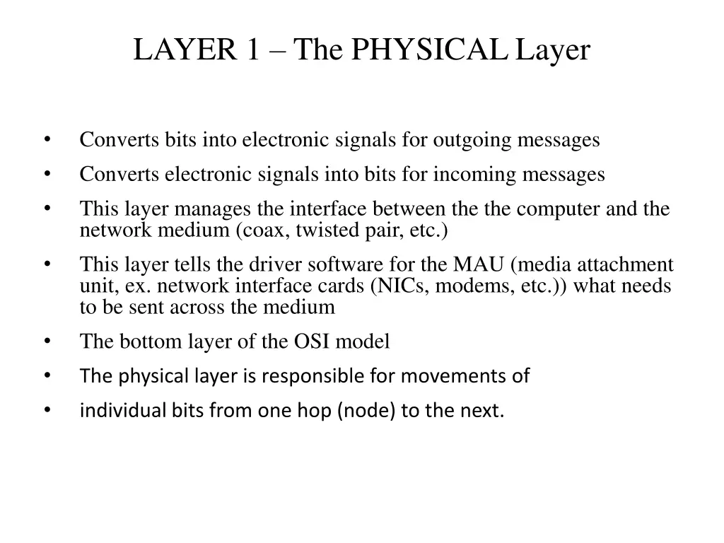 layer 1 the physical layer