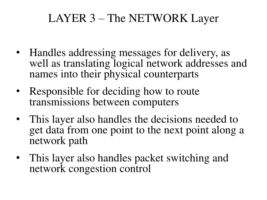 layer 3 the network layer