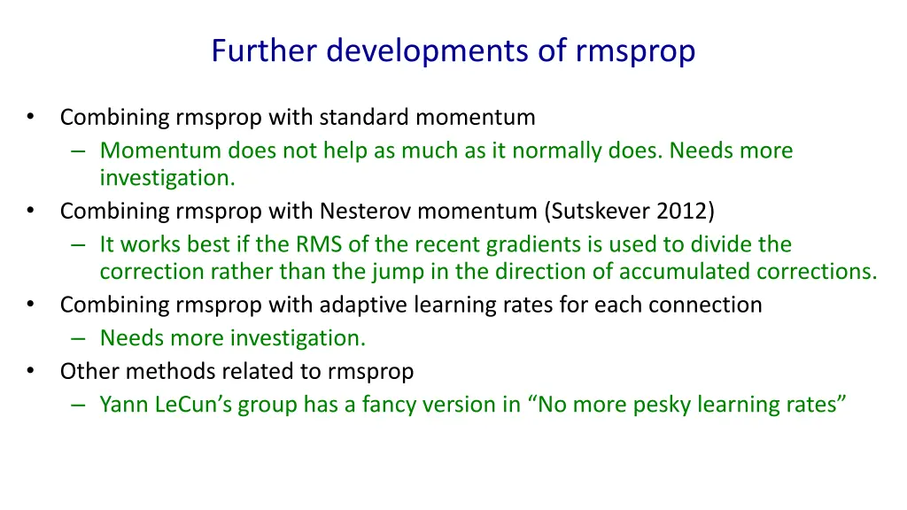 further developments of rmsprop