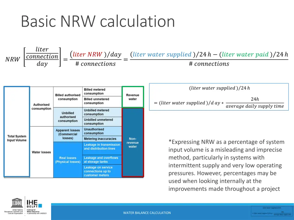 basic nrw calculation