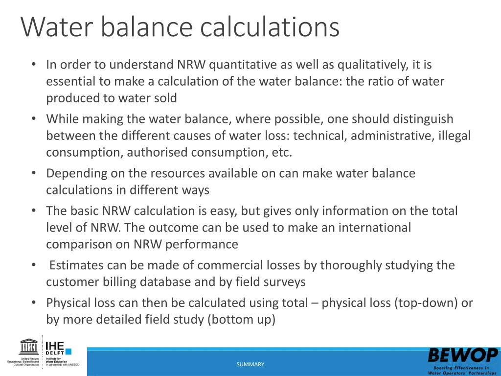 water balance calculations 1