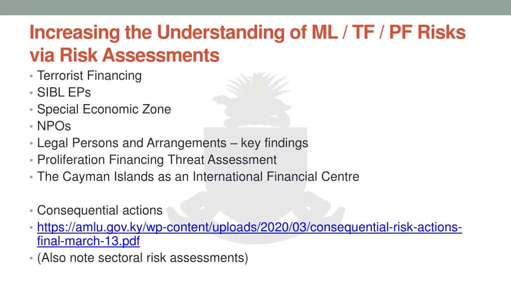 increasing the understanding of ml tf pf risks