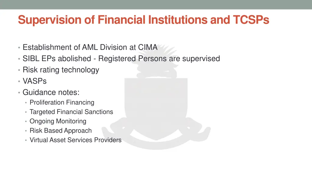 supervision of financial institutions and tcsps