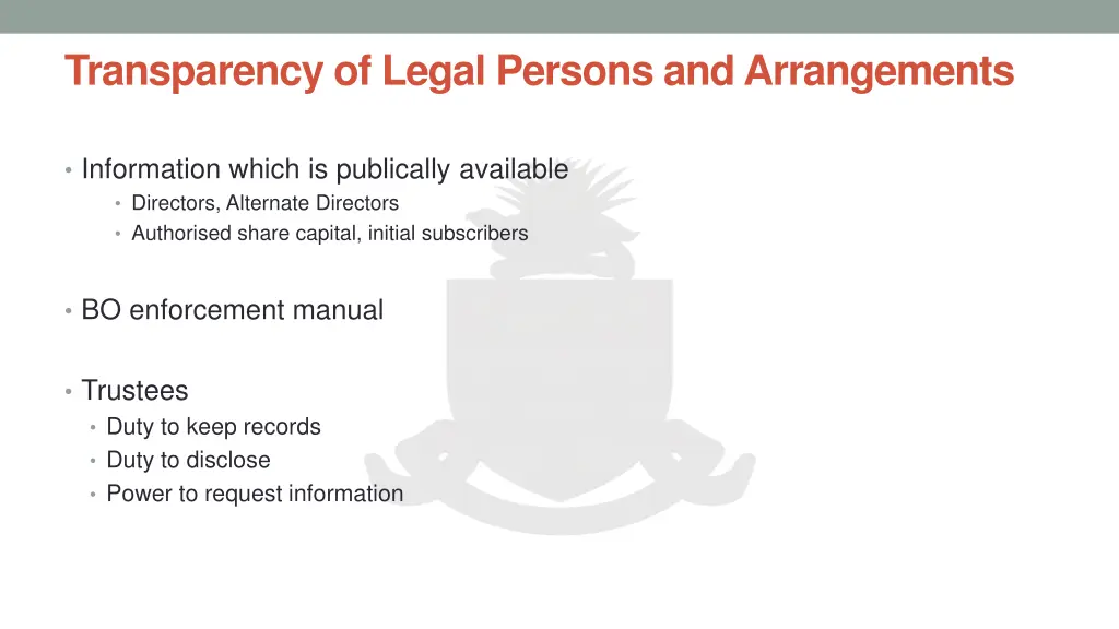 transparency of legal persons and arrangements