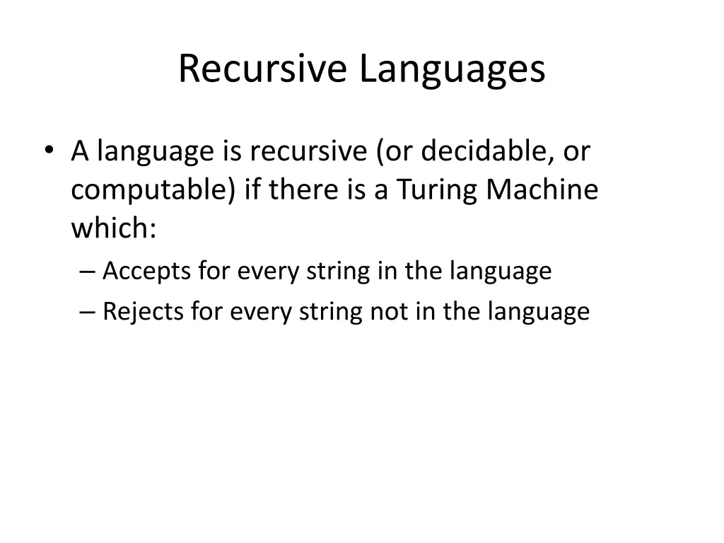 recursive languages