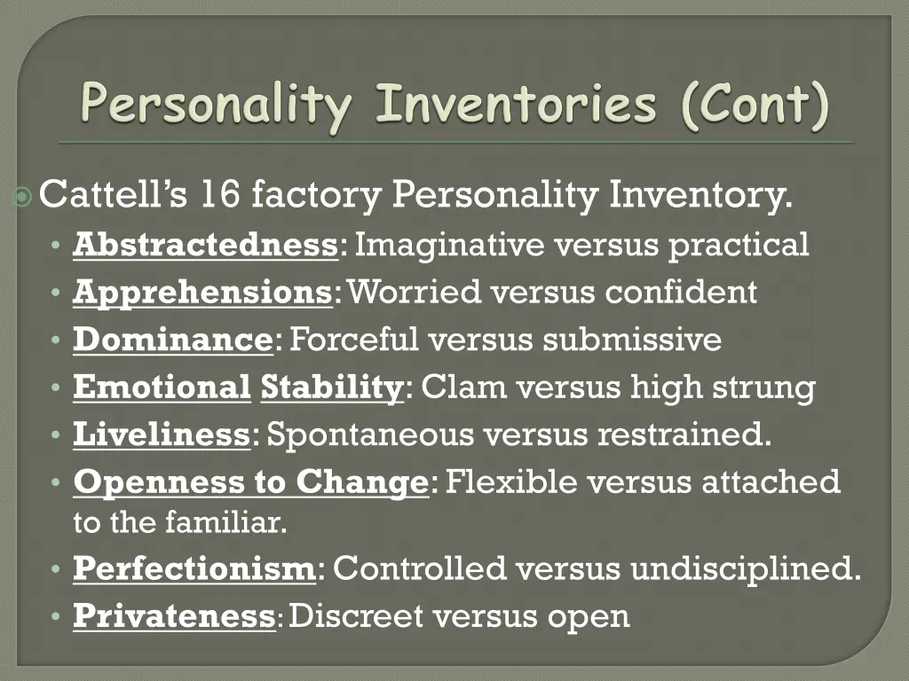 cattell s 16 factory personality inventory