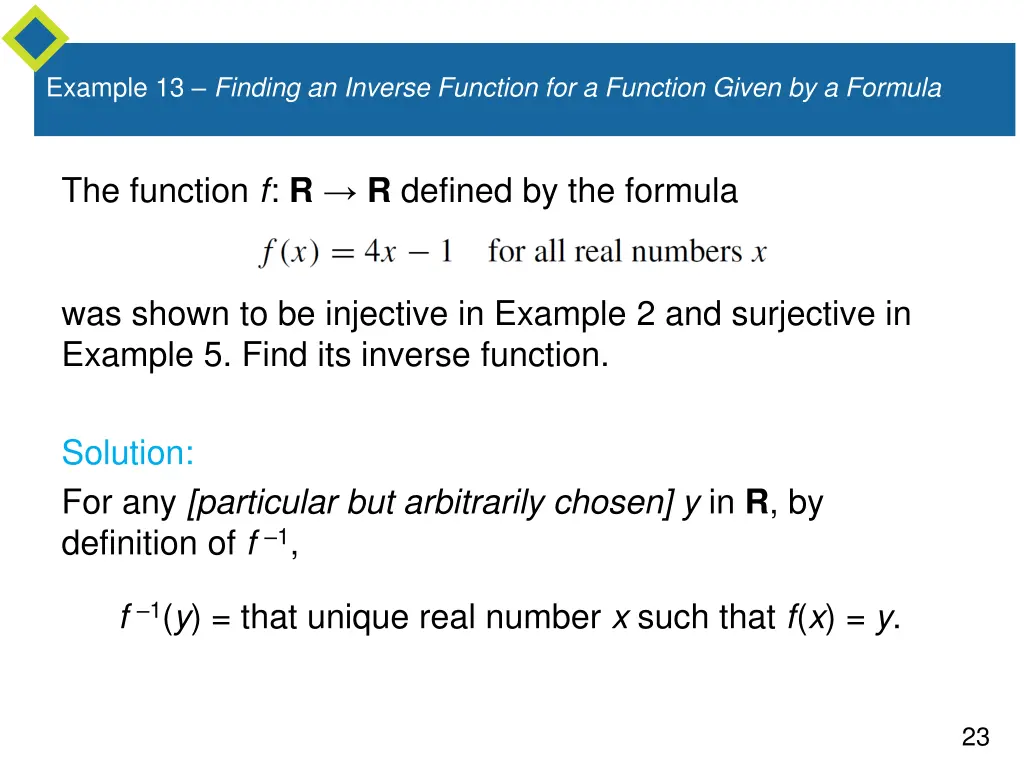 example 13 finding an inverse function