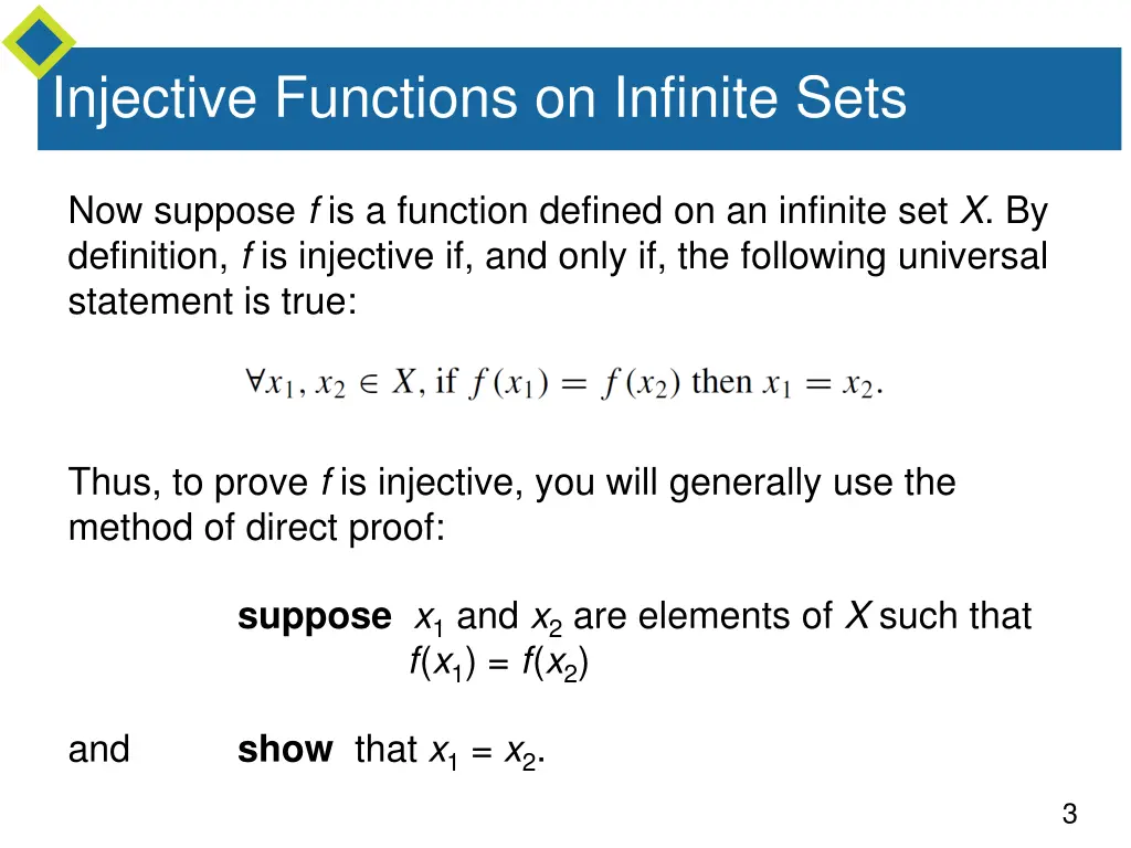 injective functions on infinite sets