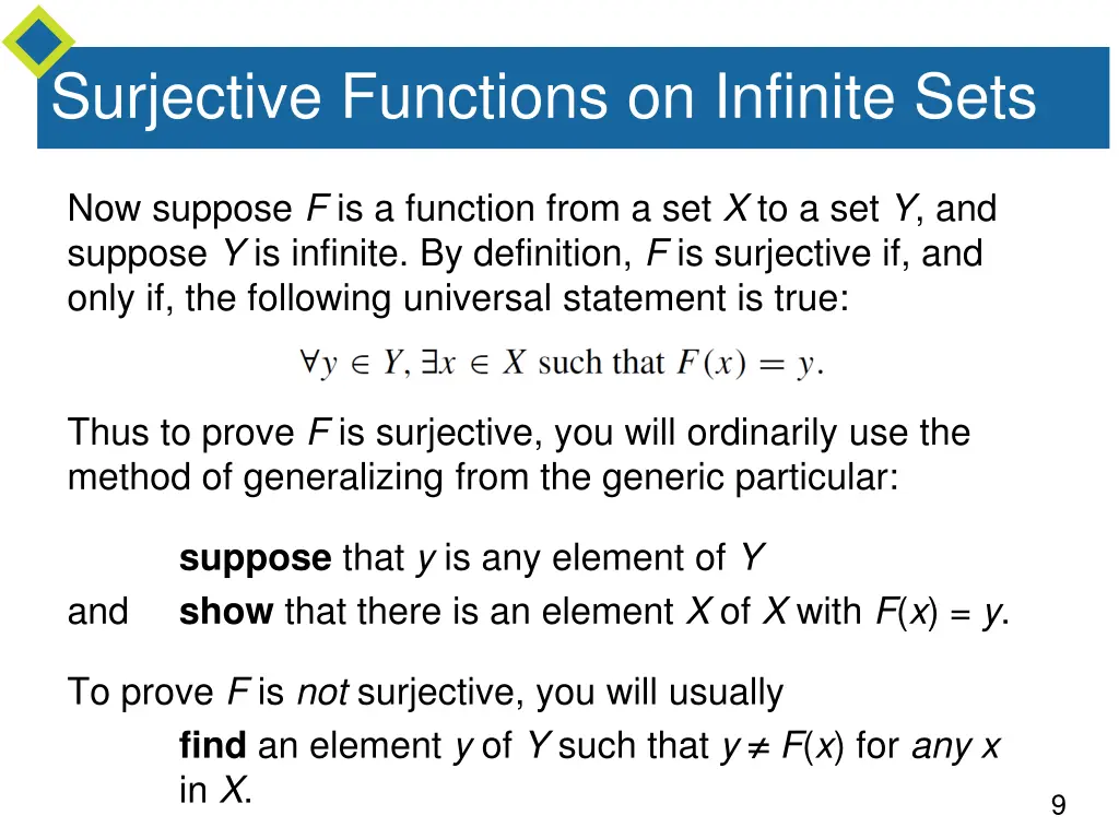 surjective functions on infinite sets