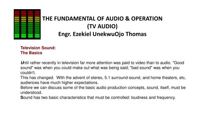 the fundamental of audio operation tv audio engr