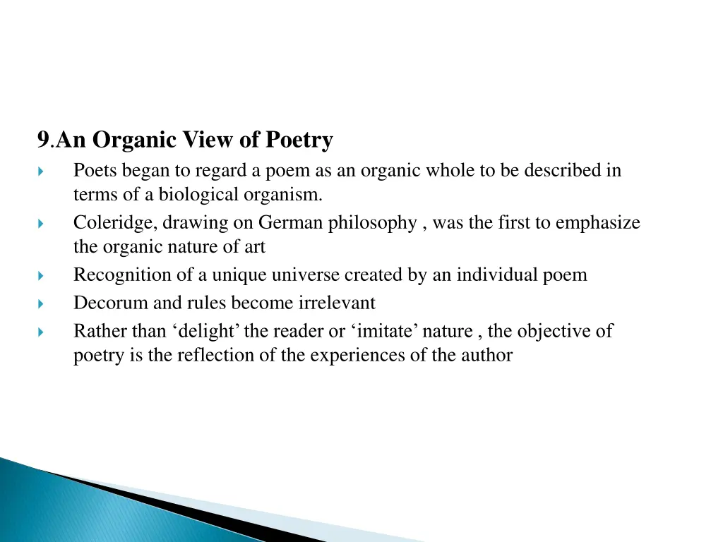 9 an organic view of poetry poets began to regard