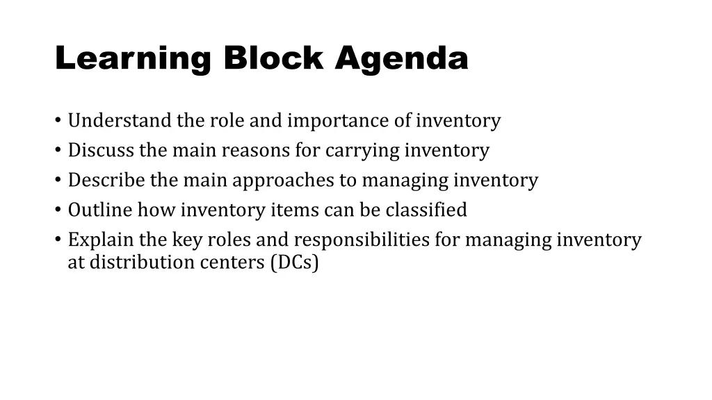 learning block agenda