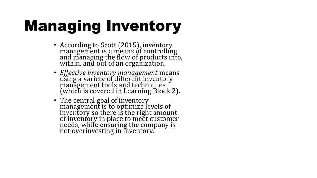 managing inventory