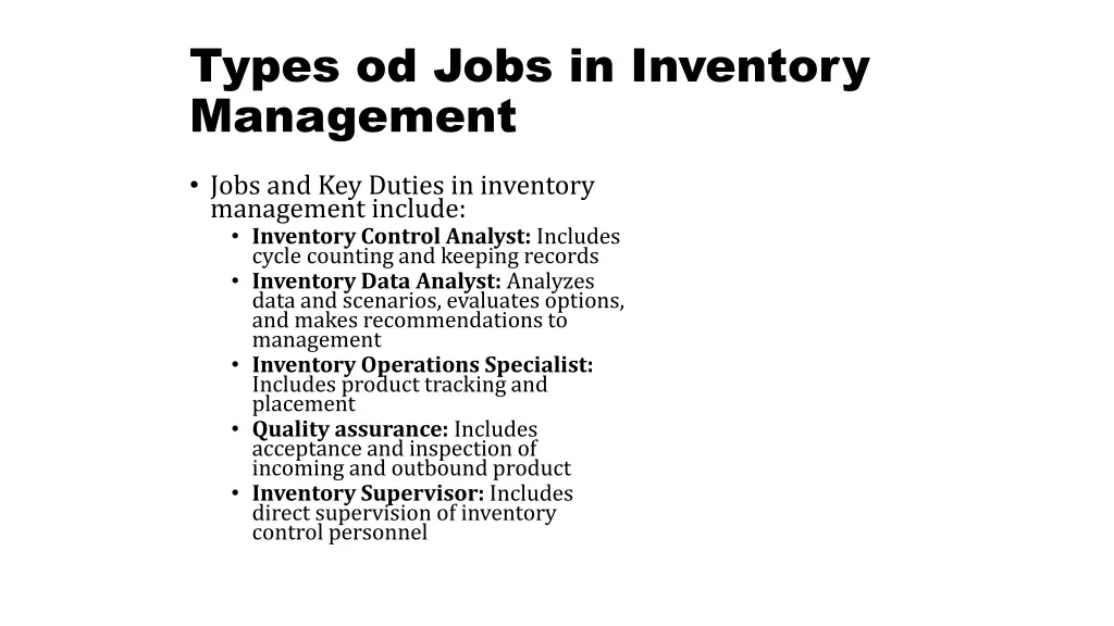 types od jobs in inventory management