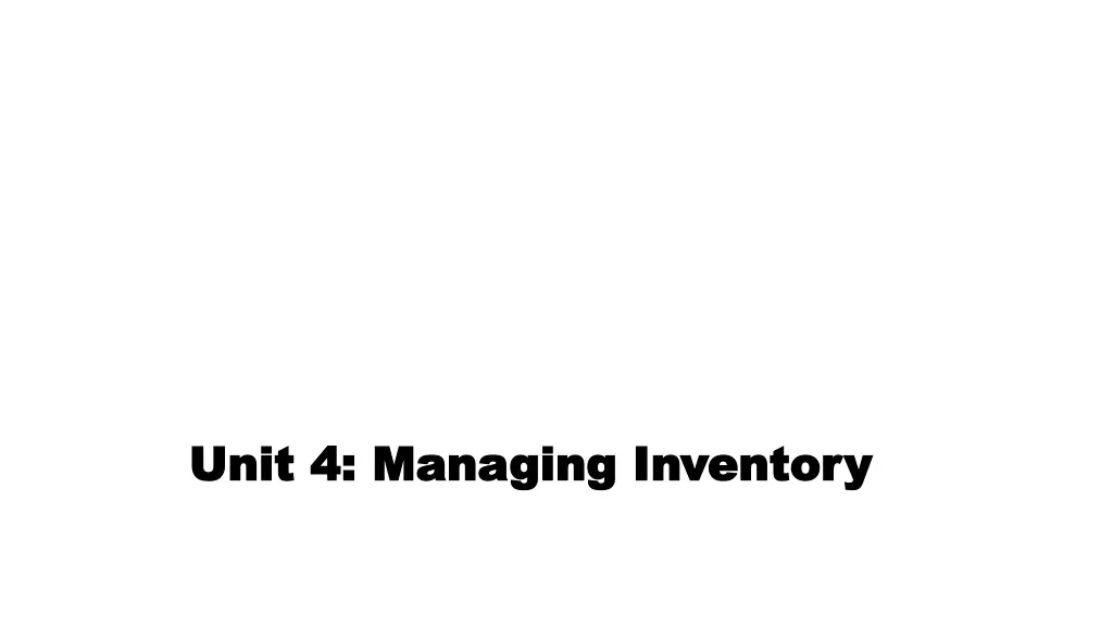 unit 4 managing inventory unit 4 managing