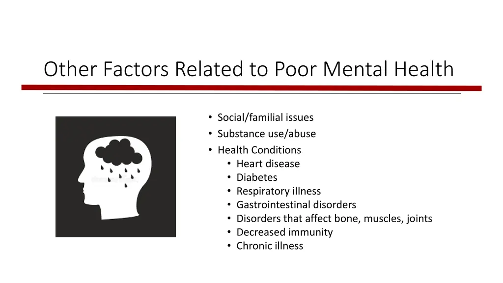 other factors related to poor mental health