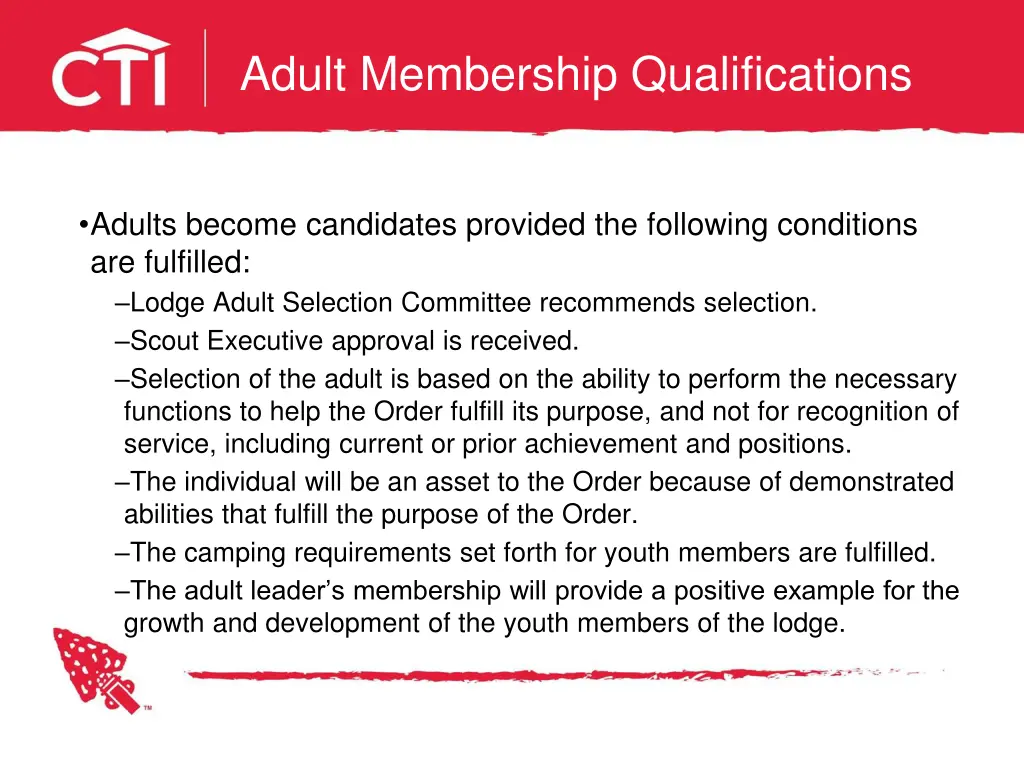 adult membership qualifications