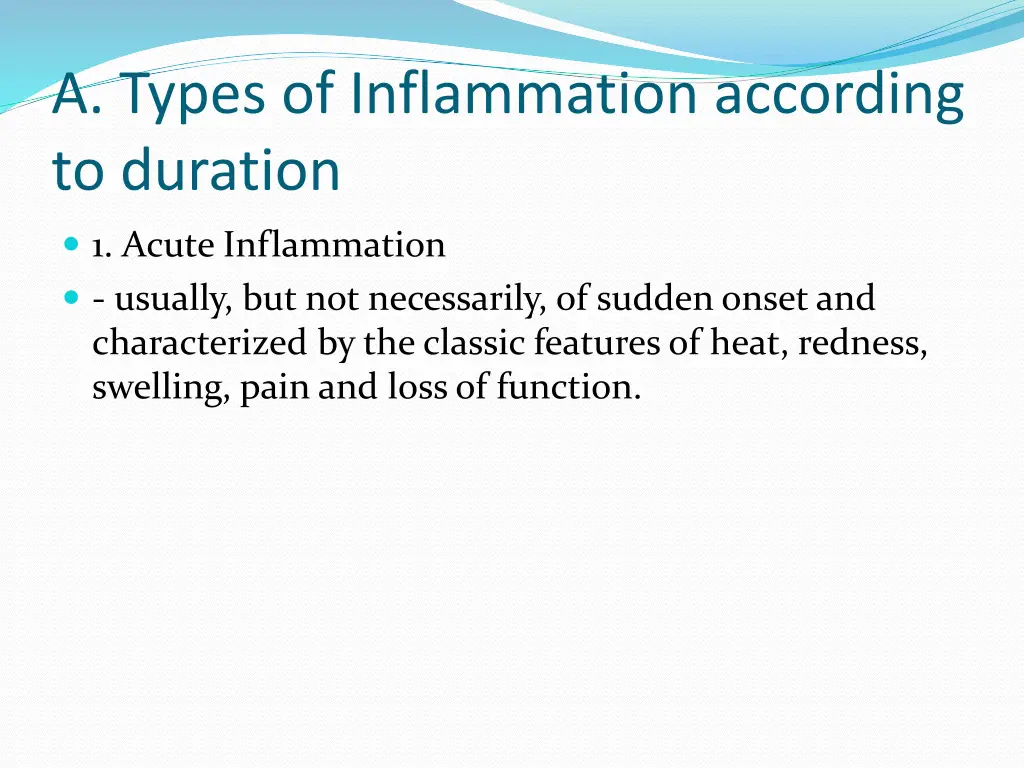 a types of inflammation according to duration