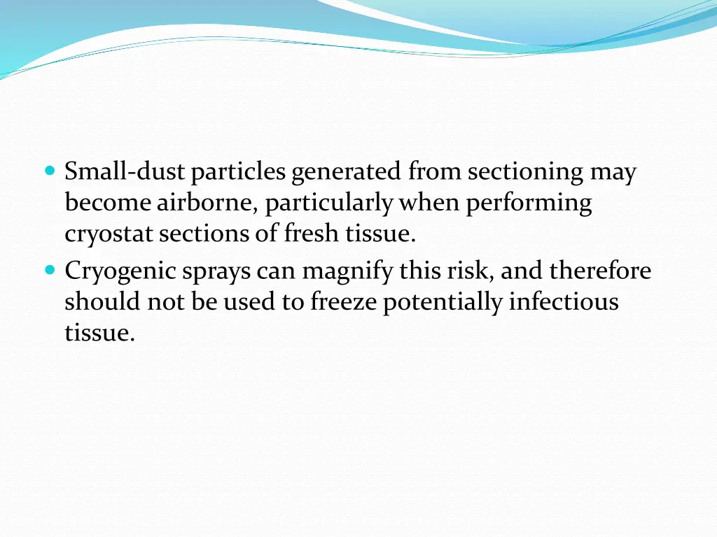 small dust particles generated from sectioning