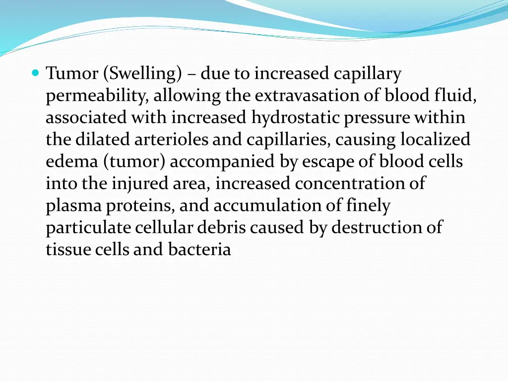 tumor swelling due to increased capillary