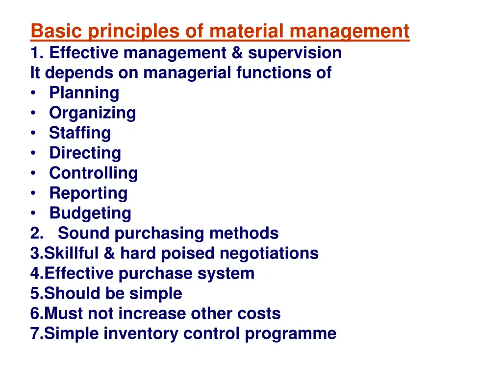 basic principles of material management