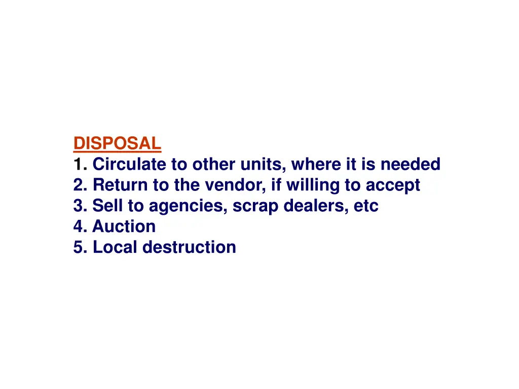 disposal 1 circulate to other units where