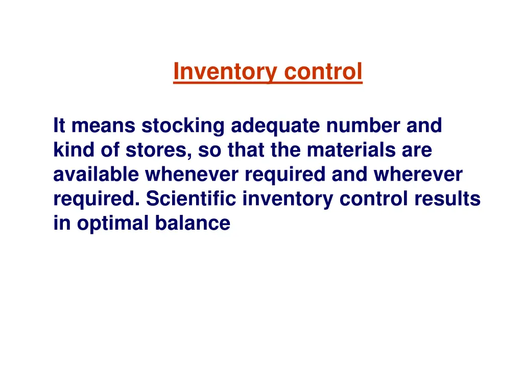 inventory control