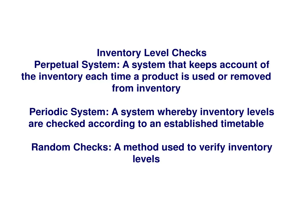 inventory level checks