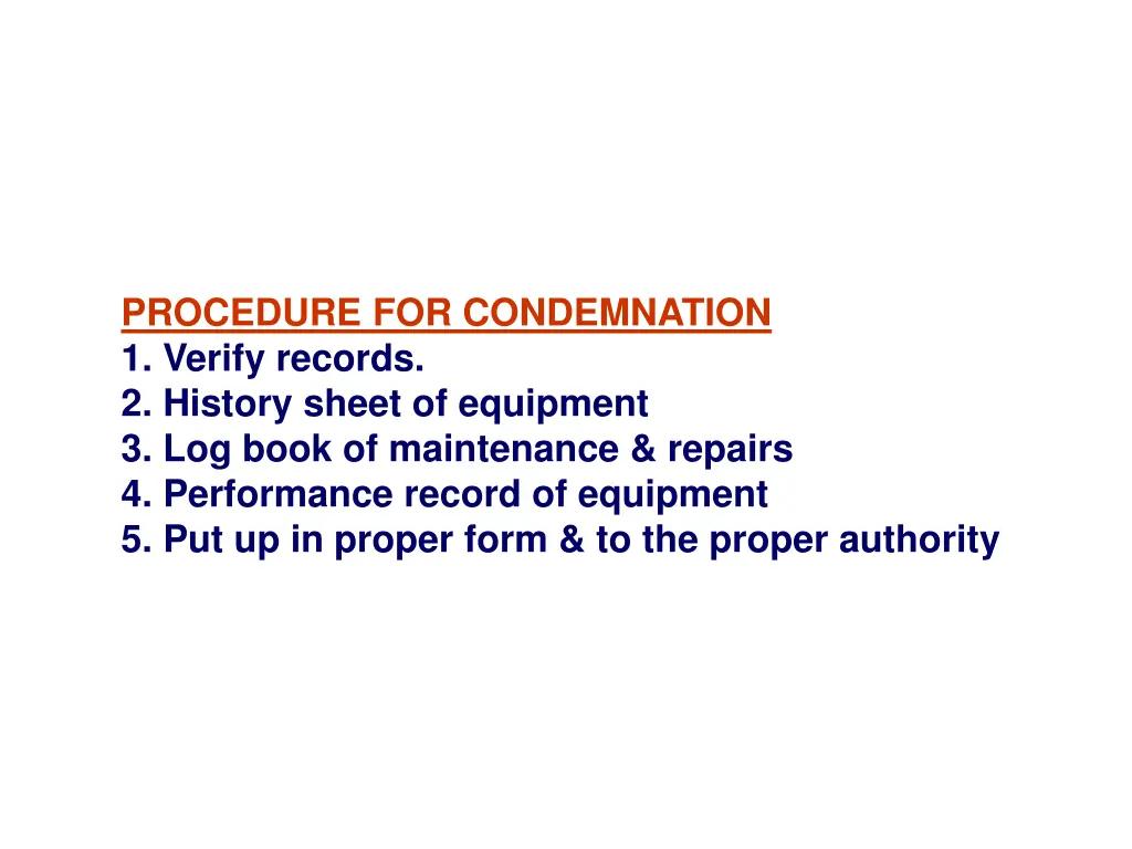 procedure for condemnation 1 verify records