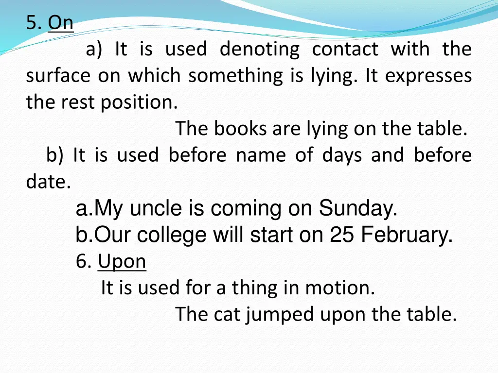 5 on surface on which something is lying