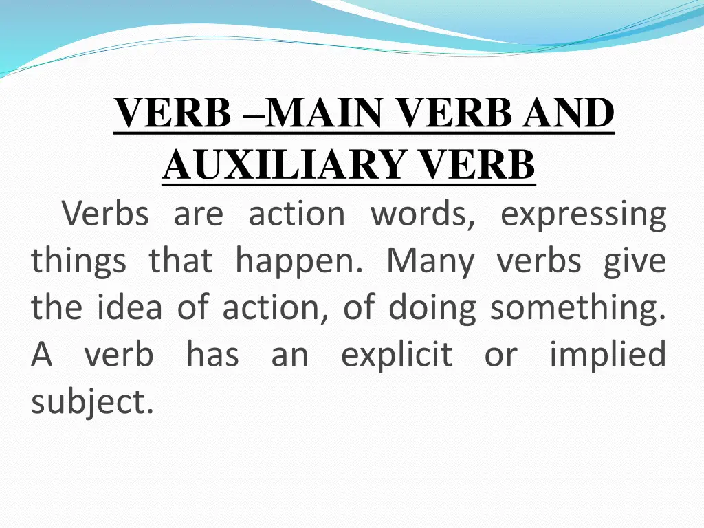 verb main verb and auxiliary verb verbs