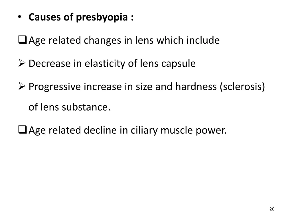 causes of presbyopia