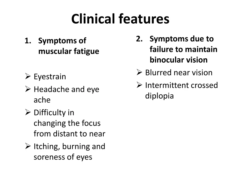 clinical features 2