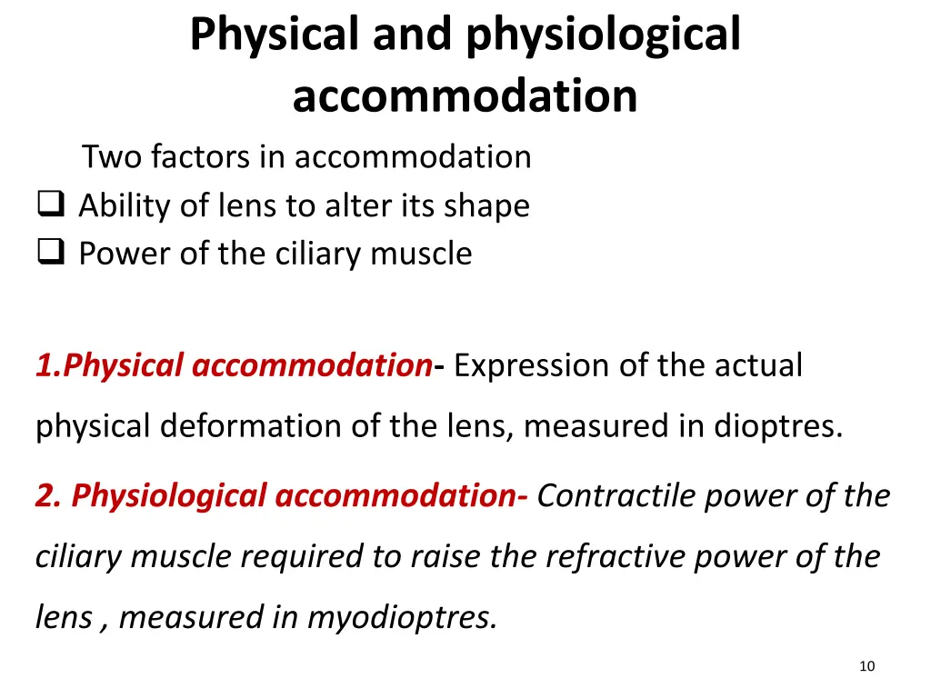 physical and physiological accommodation