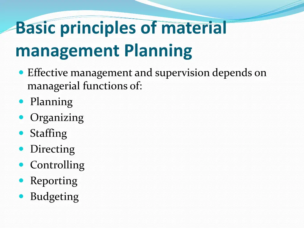 basic principles of material management planning