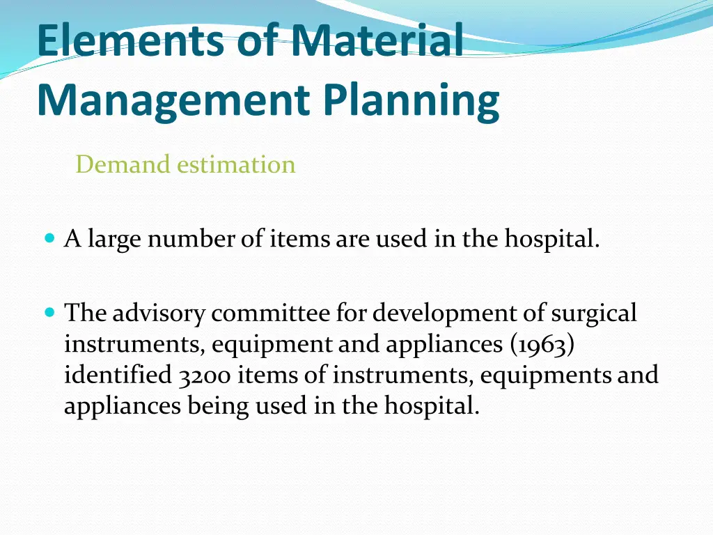 elements of material management planning