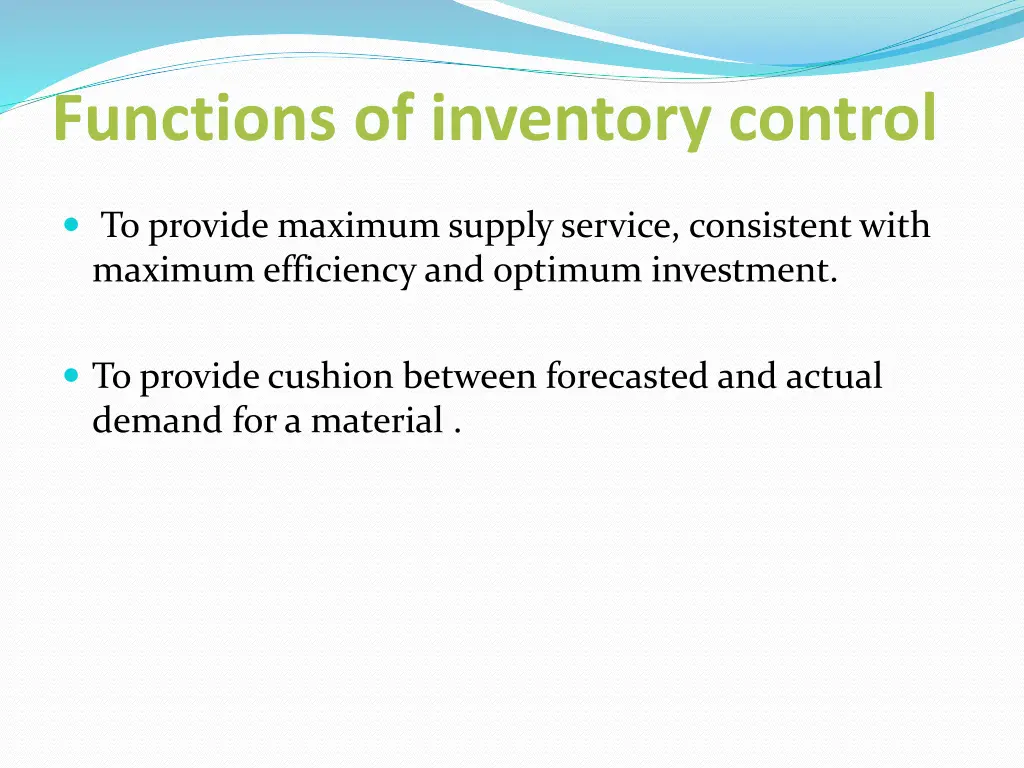 functions of inventory control